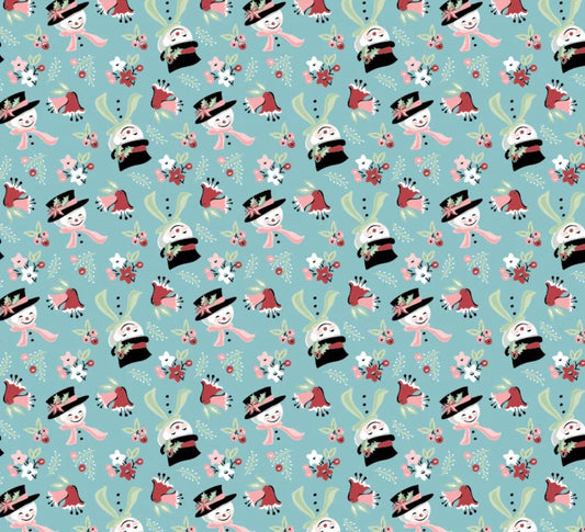 Frost and flurry | Snow Tossed Blue FL25614 | Poppie cotton | Sheri McCulley | vintage | In stock - holiday christmas