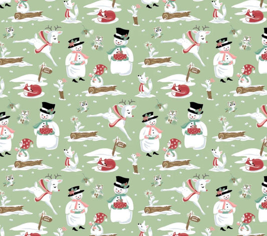Frost and flurry | Mr & Mrs Flurry Mint FL25600 | Poppie cotton | Sheri McCulley | vintage | In stock - holiday christmas