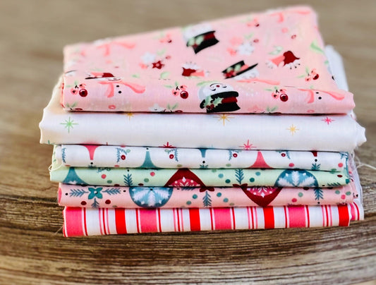 Frost and flurry Mini bundle #3 + blenders 6 FQ / 1/2 yards| Poppie cotton | Sheri McCulley | vintage | in stock - holiday christmas