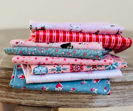 Frost and flurry Mini bundle #6 + blenders 8 FQ / 1/2 yards| Poppie cotton | Sheri McCulley | vintage | in stock - holiday christmas