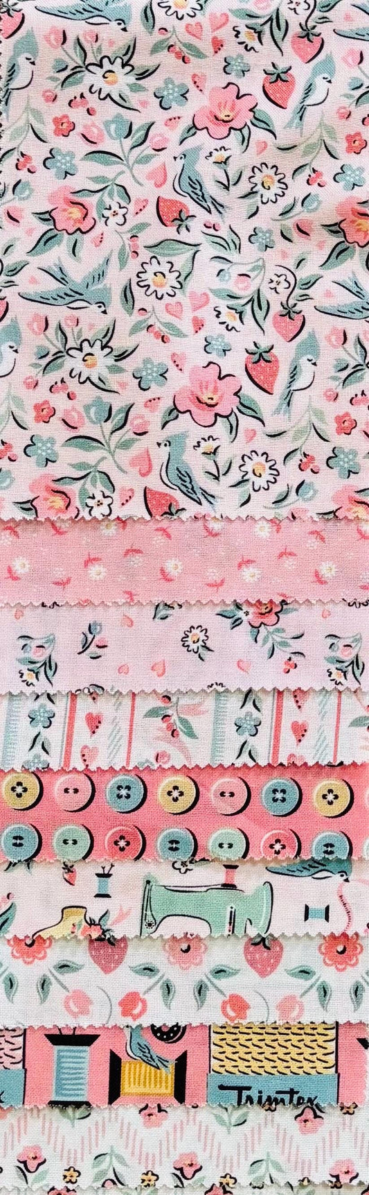 granny's sewing room 9 piece pink mini bundle FQ | Poppie cotton | Sheri McCulley | vintage | **preorder** shipping Aug