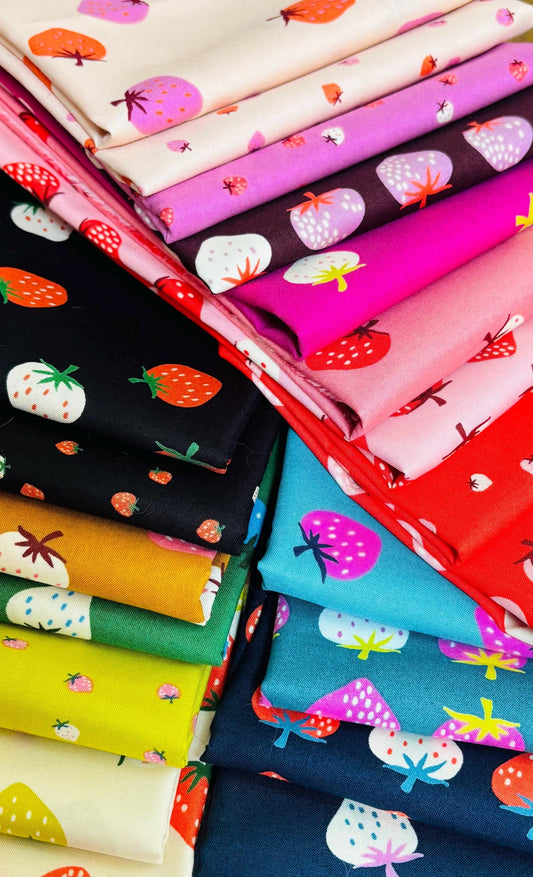 Strawberry 20 Fat quarter bundle | Ruby star l in stock | summer | Fast shipping | 18" x 22" x 20 or half yard | Kimberly Kight
