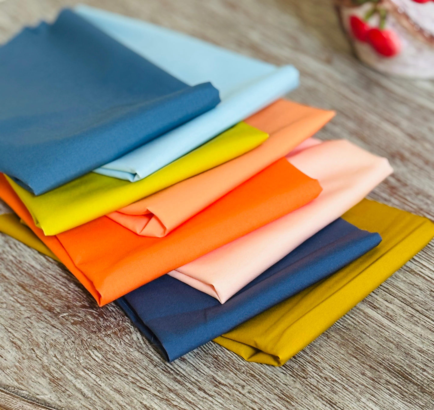 The great outdoors AGF pure solids - blenders | Fat quarters / 1/2 yards 8 fabric bundle | Fast shipping | blue - apricot - latte - indigo