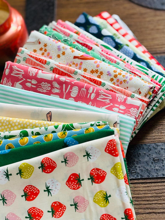 Kitchen garden No 4 fruit vegetable summer curated bundle - 18 piece FQ or 1/2 yd - in the garden - AGF - cotton and steel - berries