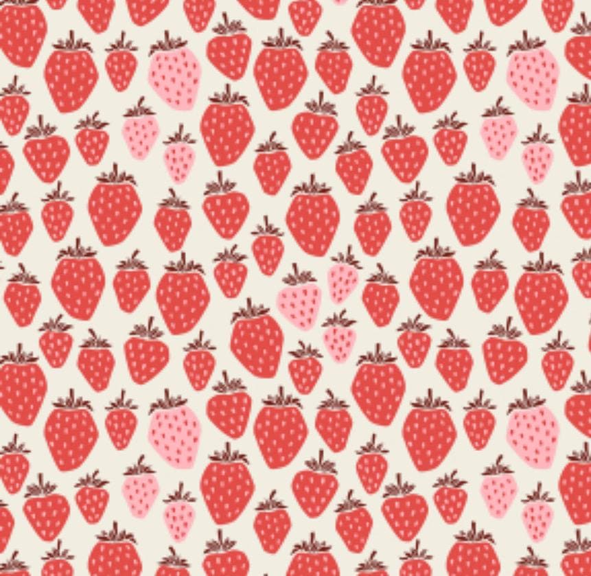 Under the Apple Tree II Queen Of Berries - pink berry Fabric Strawberry Cotton+Steel Loes van Oosten in stock LV500-PB2