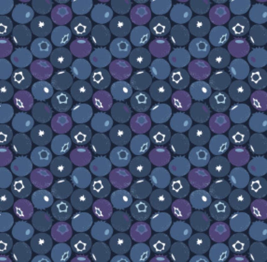 Under the Apple Tree II Queen Of Berries - blueberry Cotton+Steel Loes van Oosten in stock LV501 ds5 blue dusk