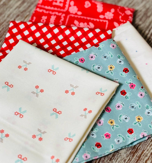 Cherry red 5 FQ / 1/2 yards| Poppie cotton | sunsetridge | vintage | in stock - RBD Plaid home sweet home