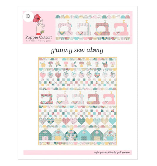 Granny's Sew Along Quilt Paper Pattern Granny's Sewing Room Poppie cotton finished quilt size 60 " x 68 " GSP25164 ** preorder ship Aug '25