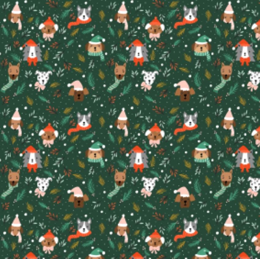 Merry Pawmas - RJR - Christmas - holiday - DG202 - Dominica Godette - puppy - Barkmas Tree - Hunter Metallic Fabric