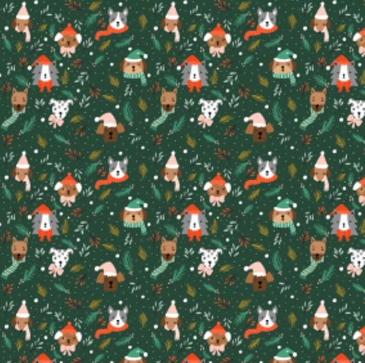 Merry Pawmas - RJR - Christmas - holiday - DG202 - Dominica Godette - puppy - Barkmas Tree - Hunter Metallic Fabric