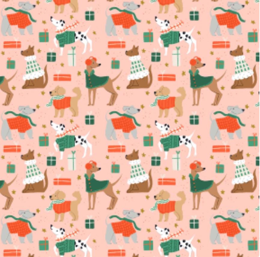 Merry Pawmas - RJR - Christmas - holiday - DG201 - Dominica Godette - puppy - Dapper dogs Pink metallic
