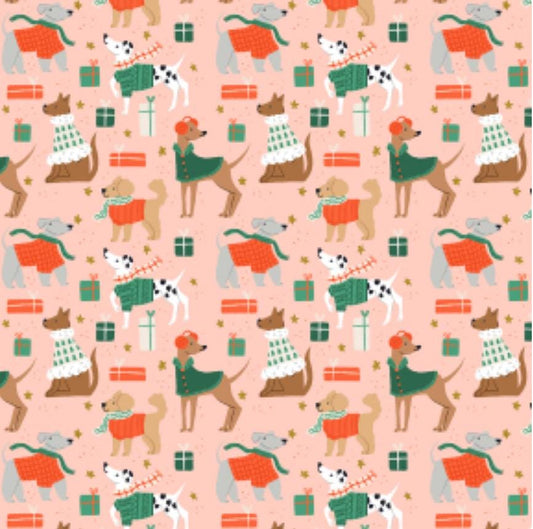 Merry Pawmas - RJR - Christmas - holiday - DG201 - Dominica Godette - puppy - Dapper dogs Pink metallic