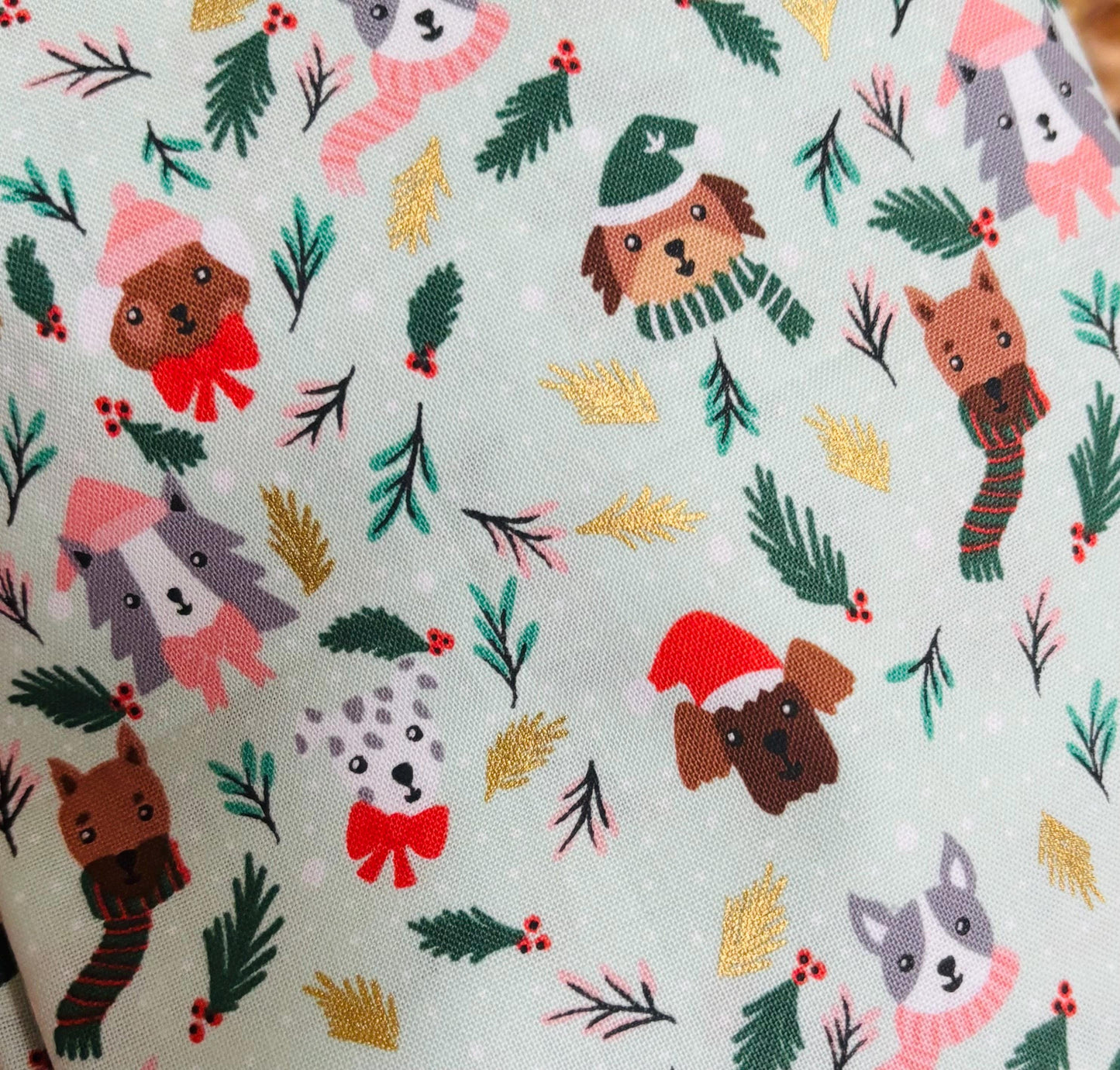 Merry Pawmas 12 FQ / 1/2 yards by Dominika Godette | Cotton and steel | vintage | **preorder** shipping Aug - dogs - festive - holiday