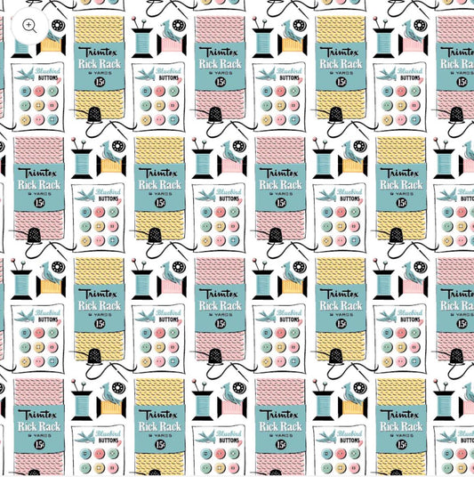 preorder** granny's sewing room sewing notions white GS25922 | Poppie cotton | Sheri McCulley | vintage shipping Aug '25