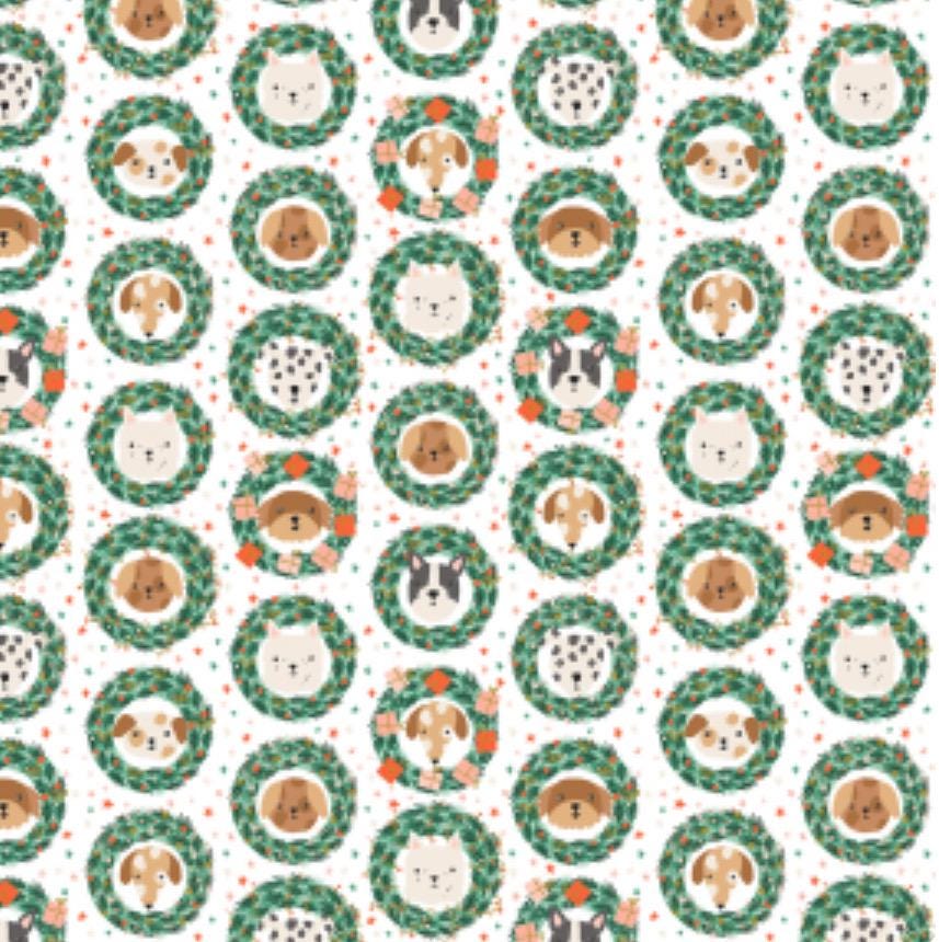 Merry Pawmas - RJR - Christmas - holiday - DG203 - Dominica Godette - dog - Bark And Bough - Snow Metallic Fabric