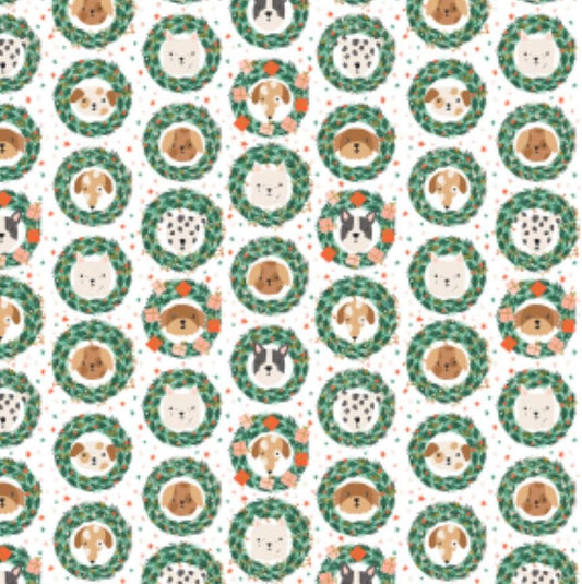Merry Pawmas - RJR - Christmas - holiday - DG203 - Dominica Godette - dog - Bark And Bough - Snow Metallic Fabric