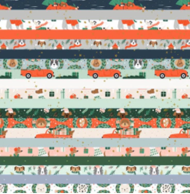 Merry Pawmas - RJR - Christmas - holiday - DG202 - Dominica Godette - puppy - Barkmas Tree - silver Metallic Fabric