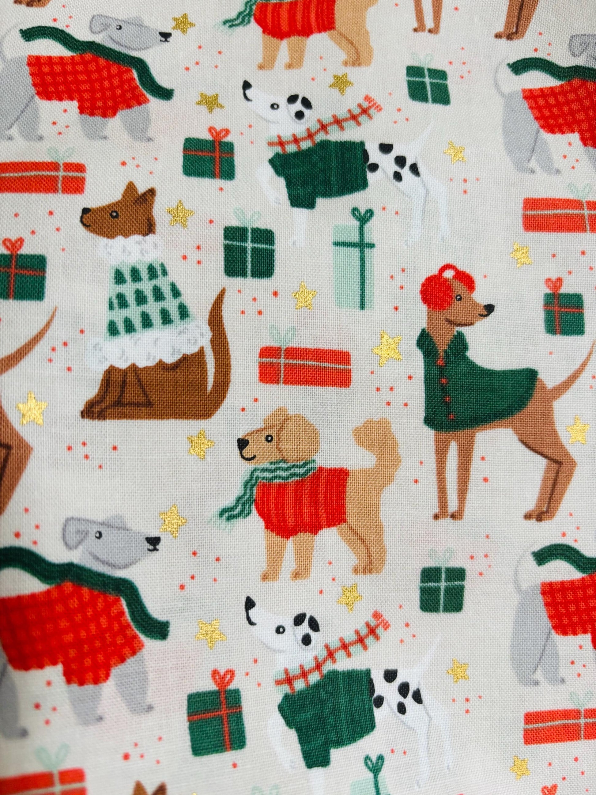 Merry Pawmas 12 FQ / 1/2 yards by Dominika Godette | Cotton and steel | vintage | **preorder** shipping Aug - dogs - festive - holiday