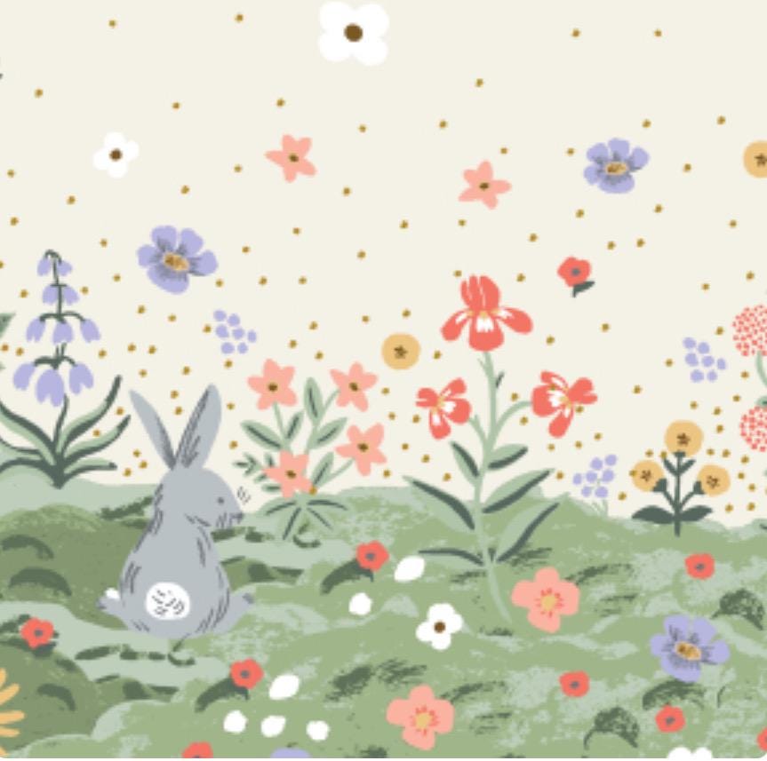 Easter by Rifle Paper co RP1506-CR2M Easter - Spring Meadow - Cream Metallic Fabric - Bunnies - Cream Fabric