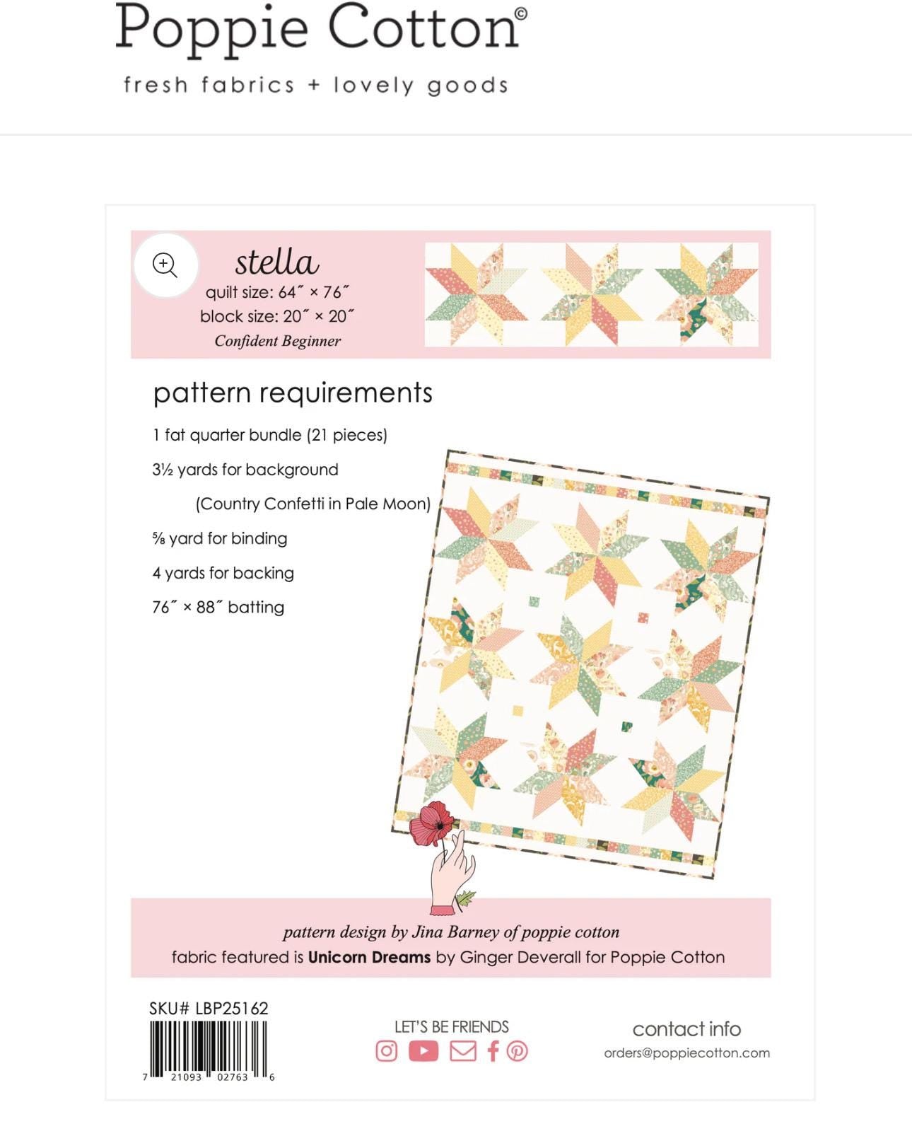 Stella pattern Poppie cotton | quilt and runner pattern - Shipping now