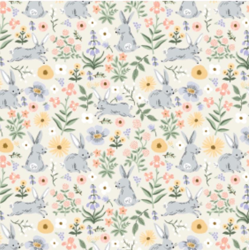Easter by Rifle Paper co RP1508-CR4 Easter - Bunny Floral - CREAM Fabric - Bunnies