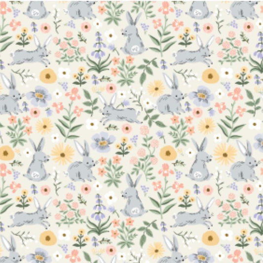 Easter by Rifle Paper co RP1508-CR4 Easter - Bunny Floral - CREAM Fabric - Bunnies