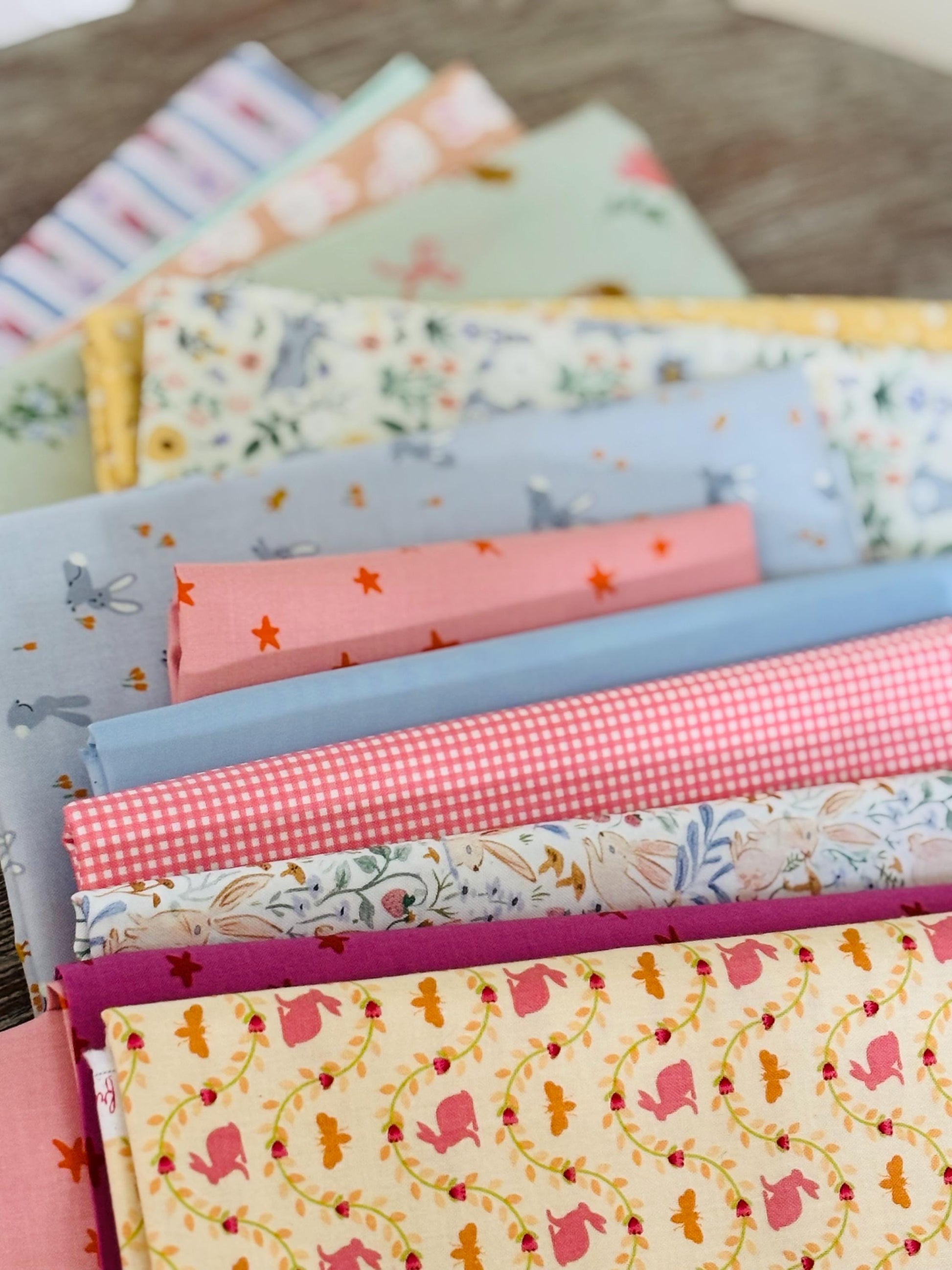 Spring fling 13 fat quarter # 2 Easter RJR poppie cotton bunnies Dear Stella carrots