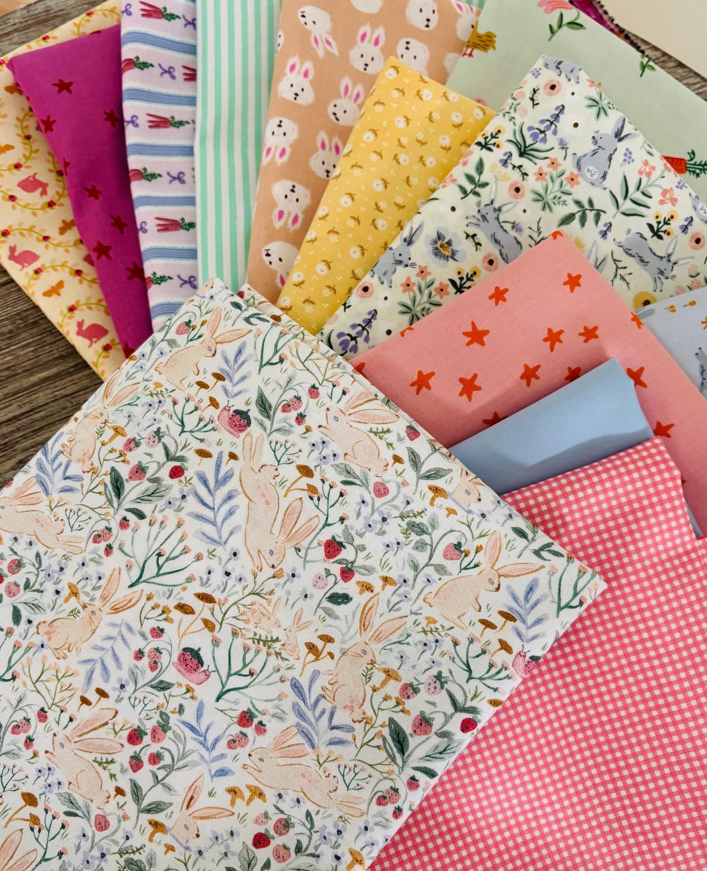 Spring fling 13 fat quarter # 2 Easter RJR poppie cotton bunnies Dear Stella carrots