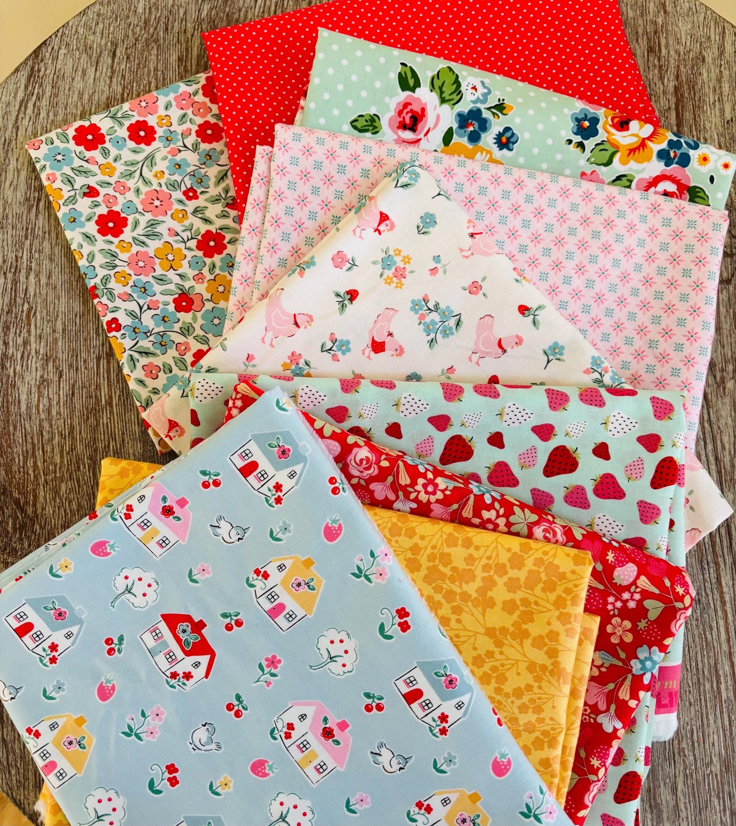 Best of Poppie Part 3 - 9 fat quarter bundle - farmhouse fancy - Lori holt - plaid Poppie cotton home sweet home