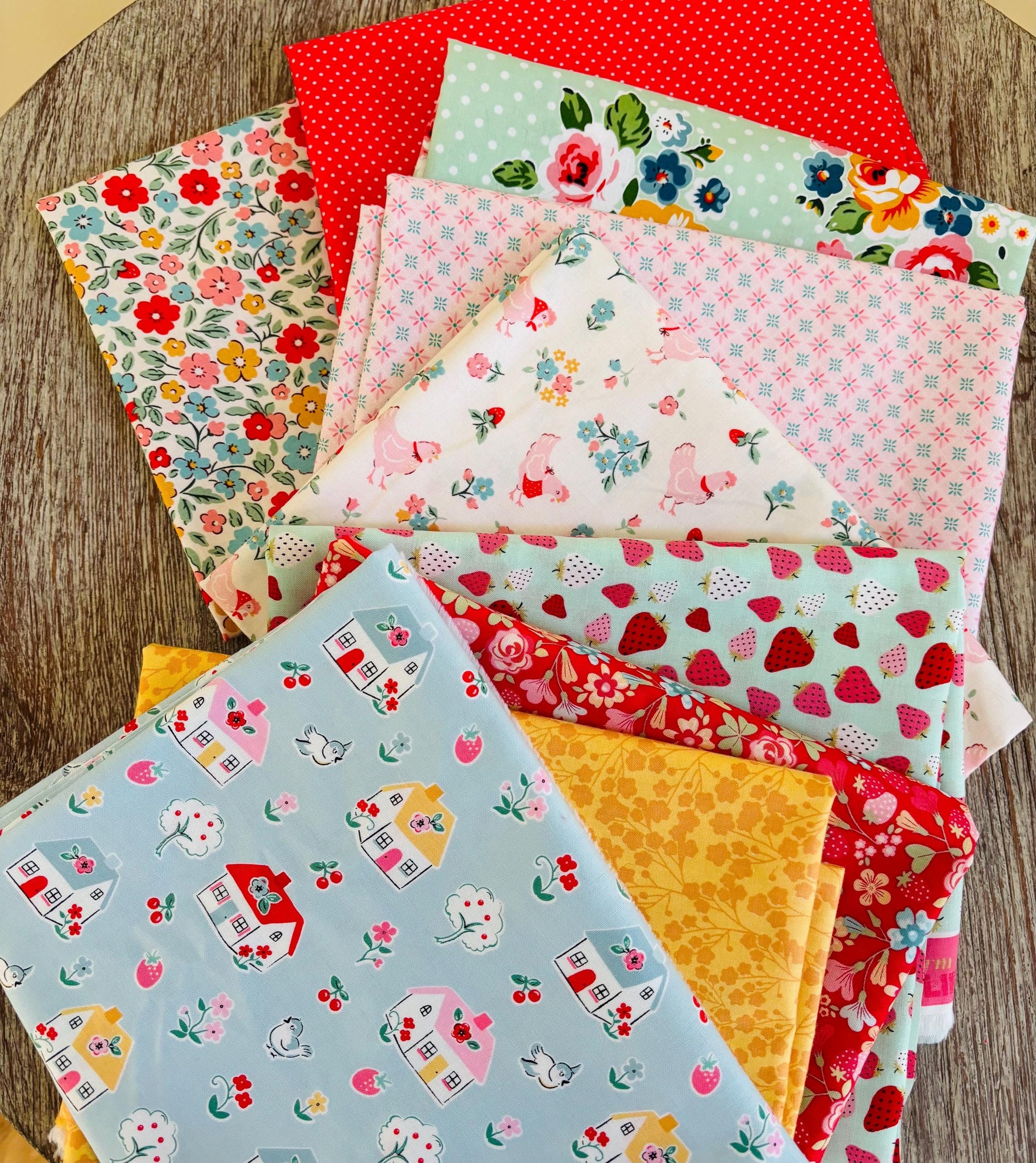 Best of Poppie Part 3 - 9 fat quarter bundle - farmhouse fancy - Lori holt - plaid Poppie cotton home sweet home