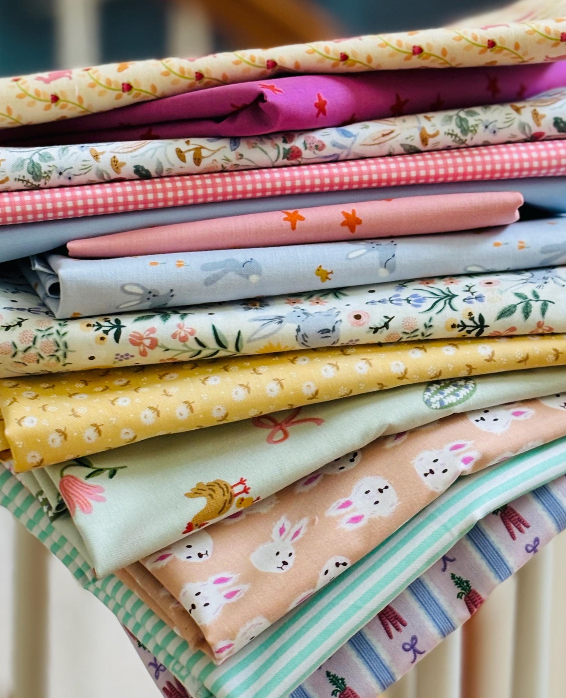 Spring fling 13 fat quarter # 2 Easter RJR poppie cotton bunnies Dear Stella carrots