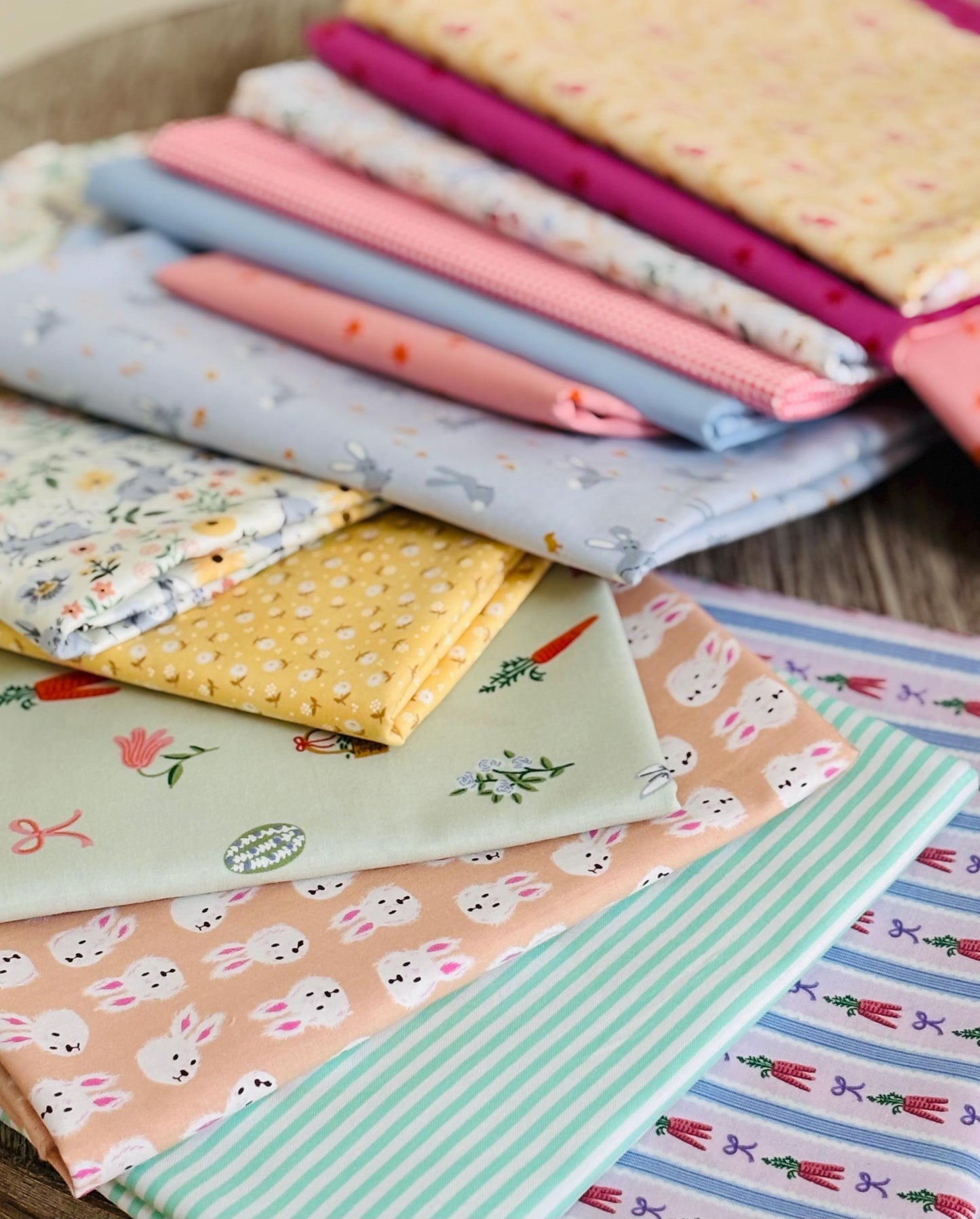 Spring fling 13 fat quarter # 2 Easter RJR poppie cotton bunnies Dear Stella carrots