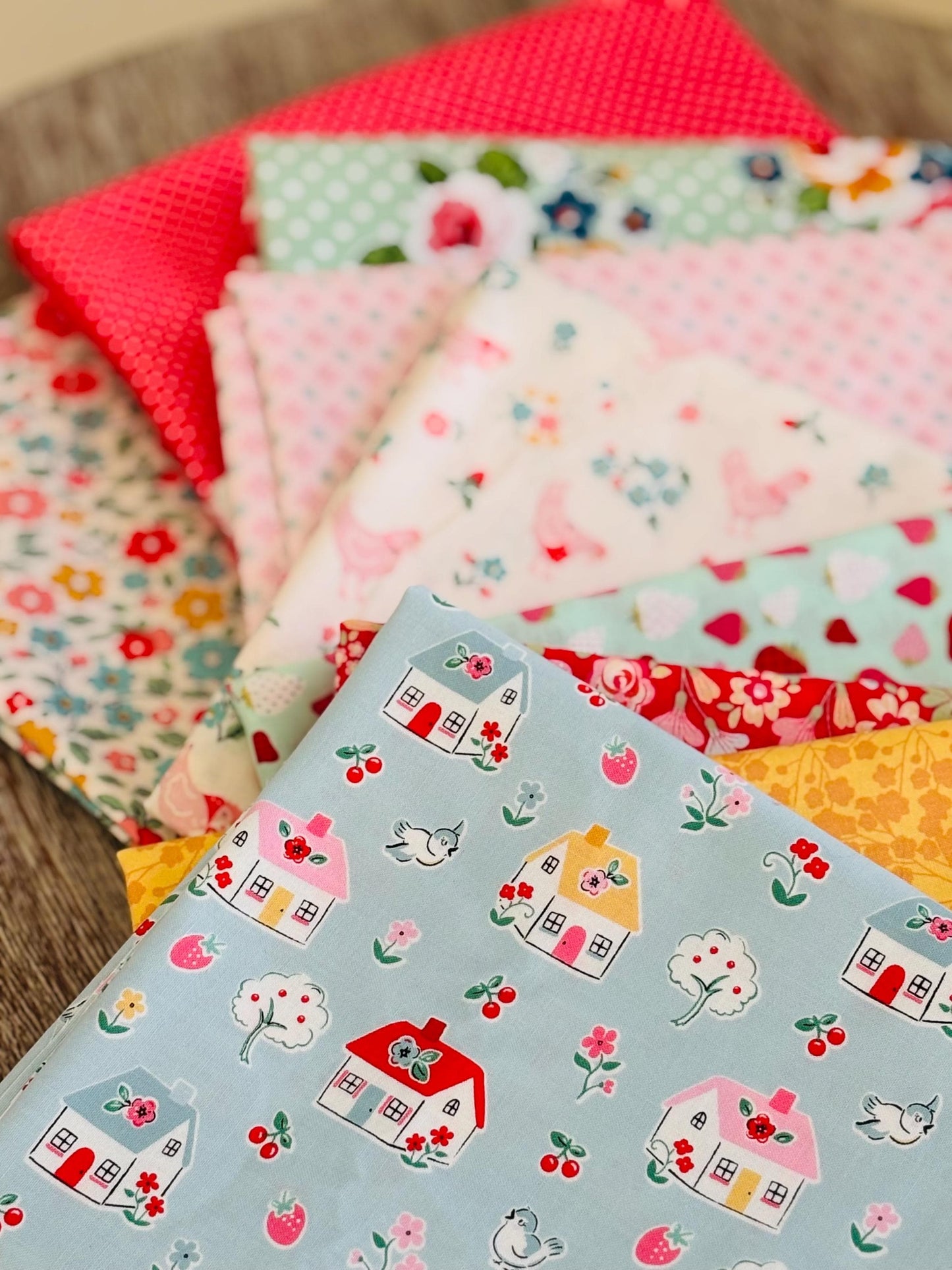 Best of Poppie Part 3 - 9 fat quarter bundle - farmhouse fancy - Lori holt - plaid Poppie cotton home sweet home