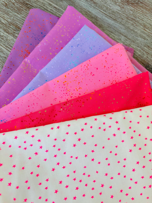 Love is in the air brights blenders - 6 fat quarter bundle - starry - ruby Star - speckled