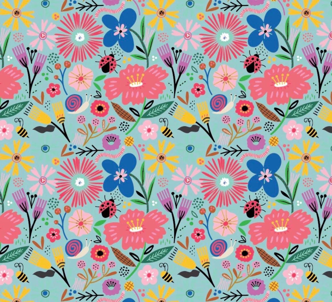 Preorder* Poppie Cotton Hey love bug BG25141 blooming Teal shipping February