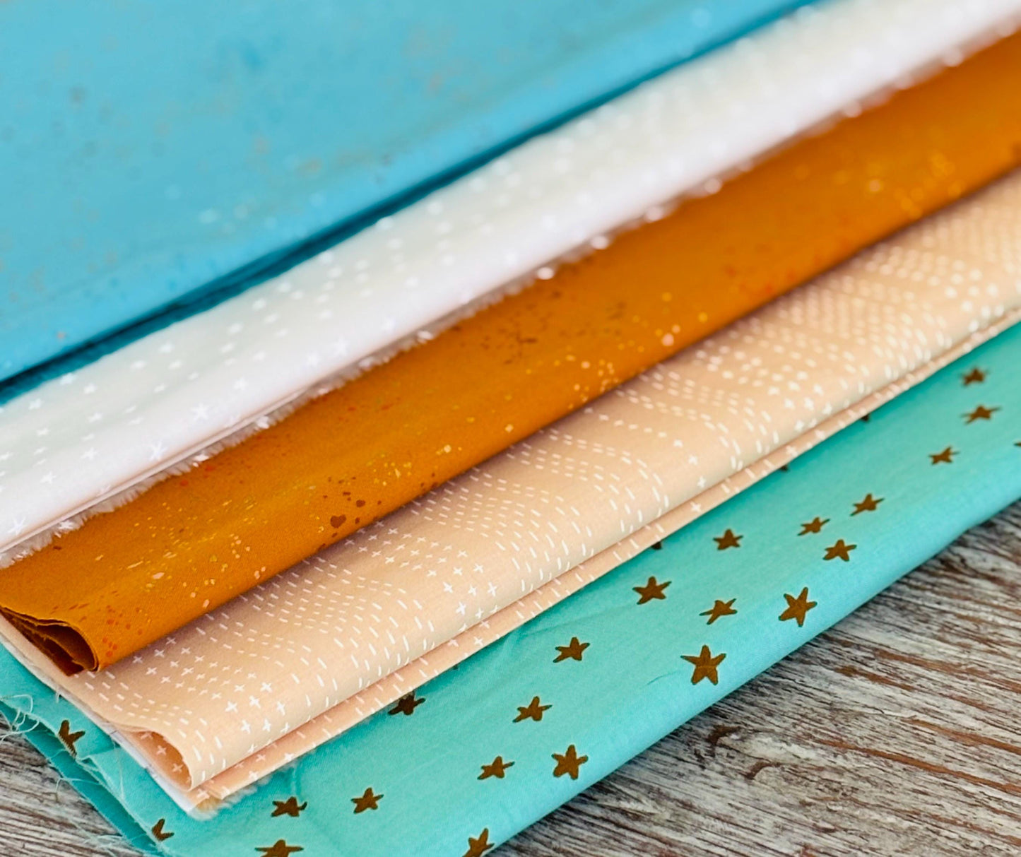 Honey blenders part 2 - 7 fat quarter bundle - earth tones - starry - ruby Starr - speckled - gold