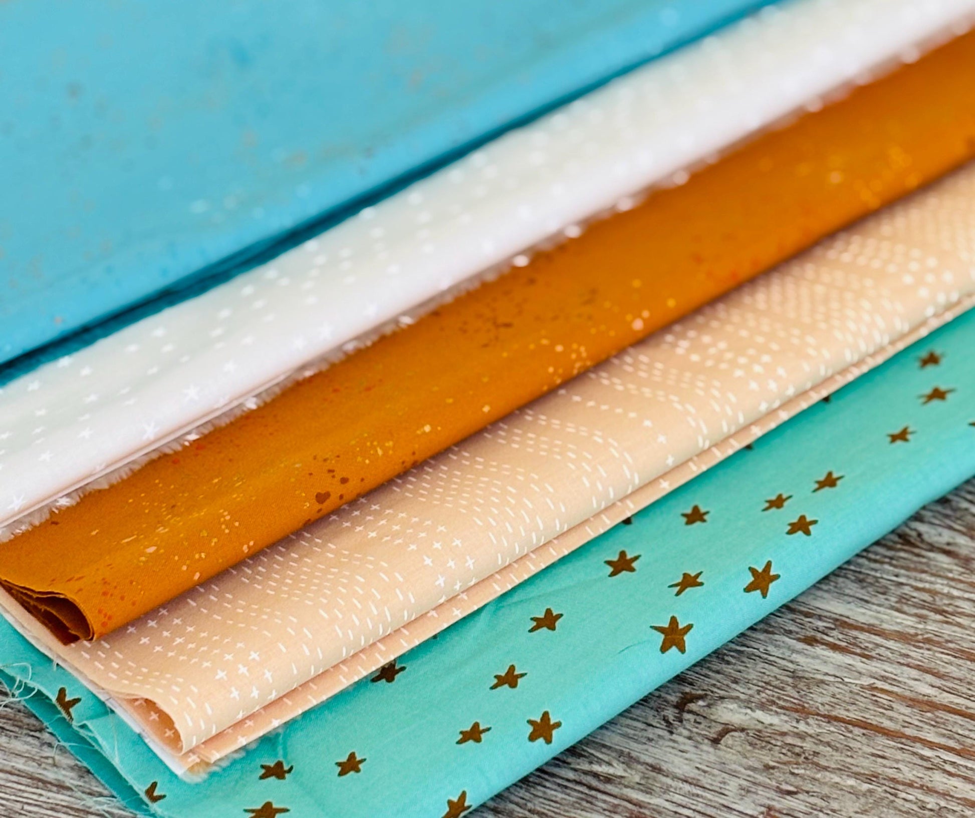 Honey blenders part 2 - 7 fat quarter bundle - earth tones - starry - ruby Starr - speckled - gold