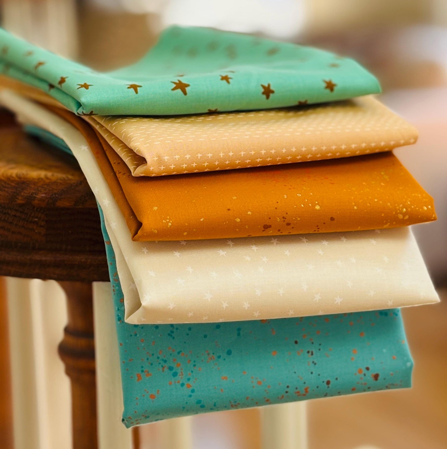 Honey blenders part 2 - 7 fat quarter bundle - earth tones - starry - ruby Starr - speckled - gold