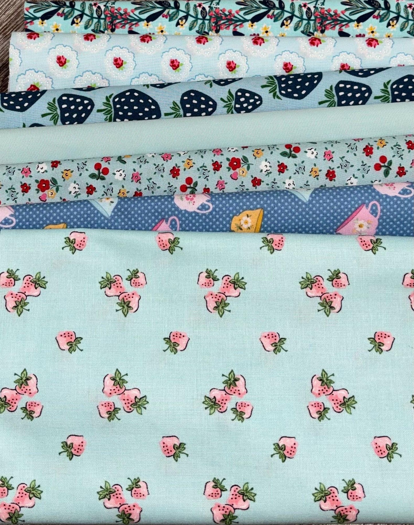 Mini bundle Fat eighth - 7 x 9" x 22" - blue