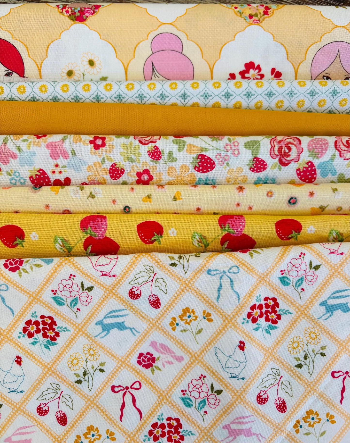 Mini bundle Fat eighth - 7 x 9" x 22" - yellow