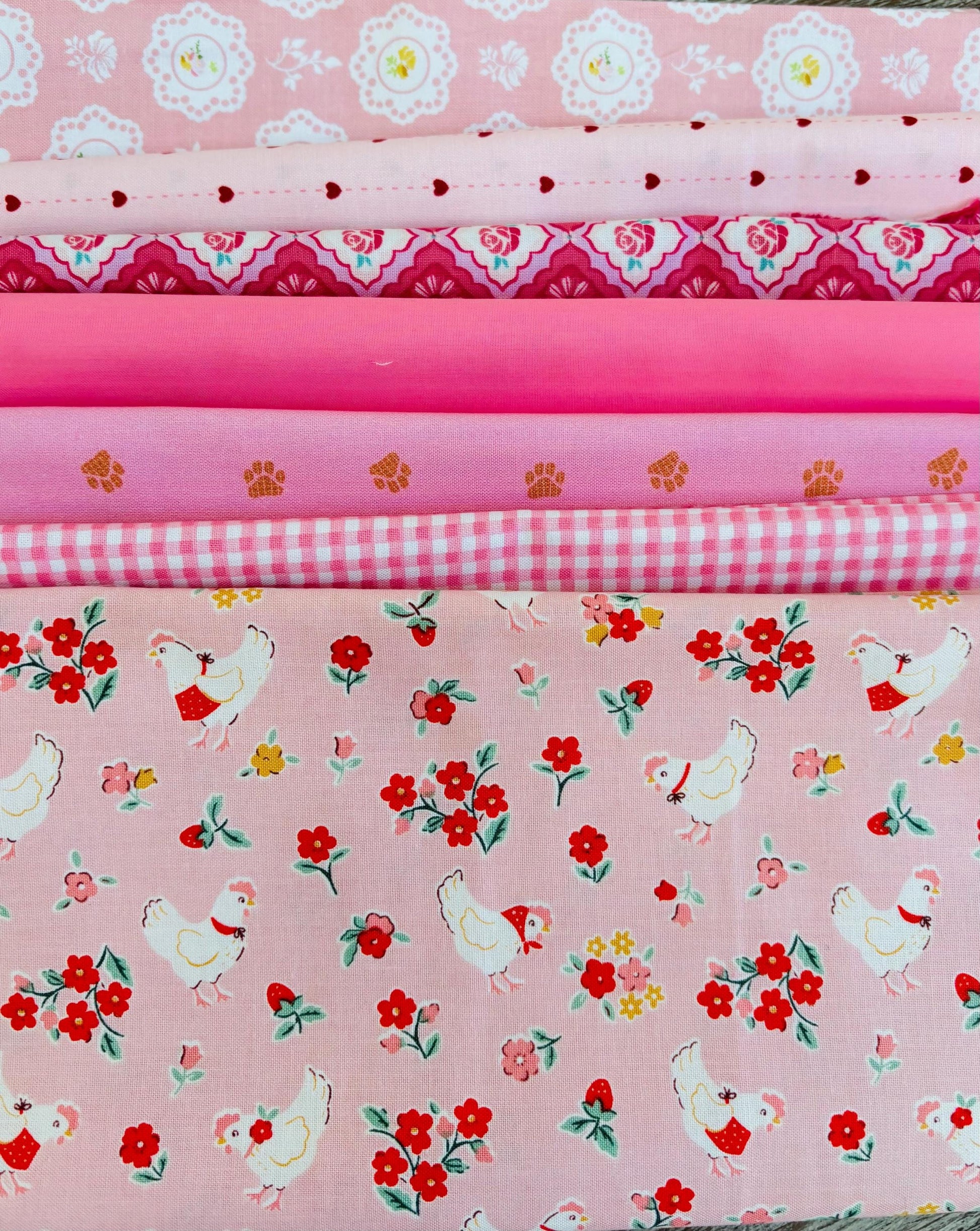 Mini bundle Fat eighth - 7 x 9" x 22" - pink