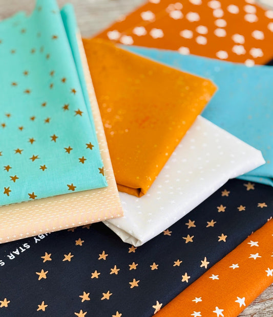 Honey blenders part 2 - 7 fat quarter bundle - earth tones - starry - ruby Starr - speckled - gold