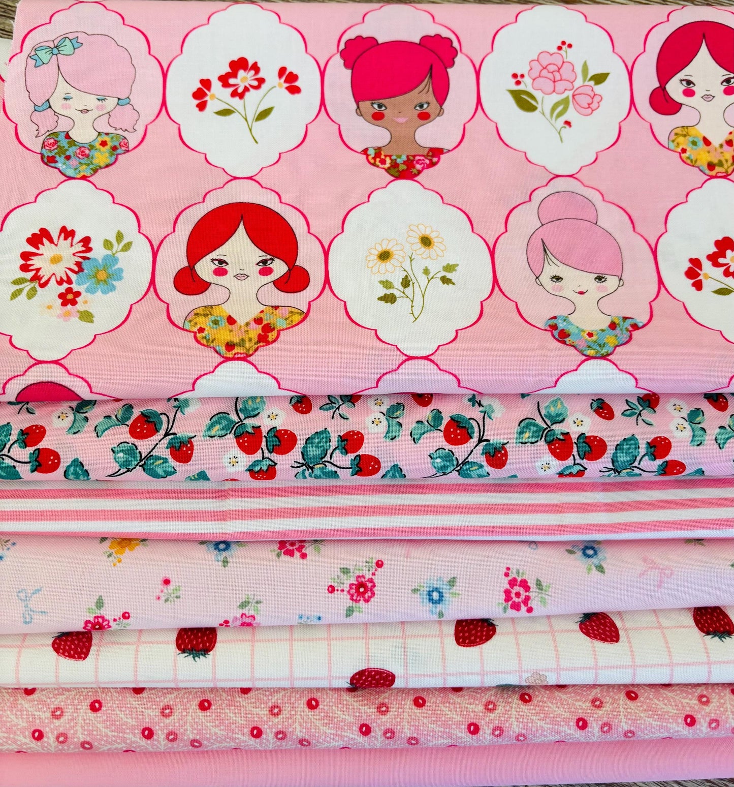 Mini bundle Fat eighth - 7 x 9" x 22" - pink