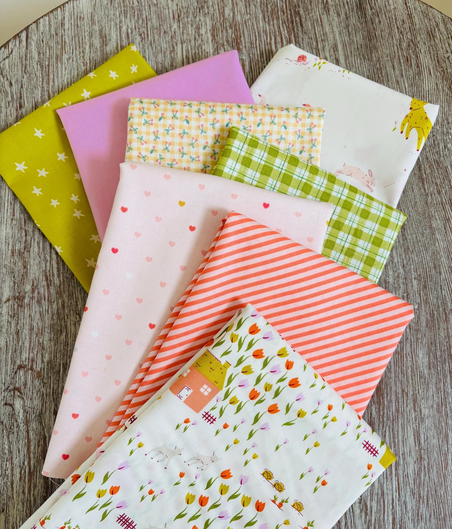 Spring arrival part 2 8 FQ mini bundle | Pure solids | spring vibes | rustic AGF plaid Poppie cotton farmyard ducks