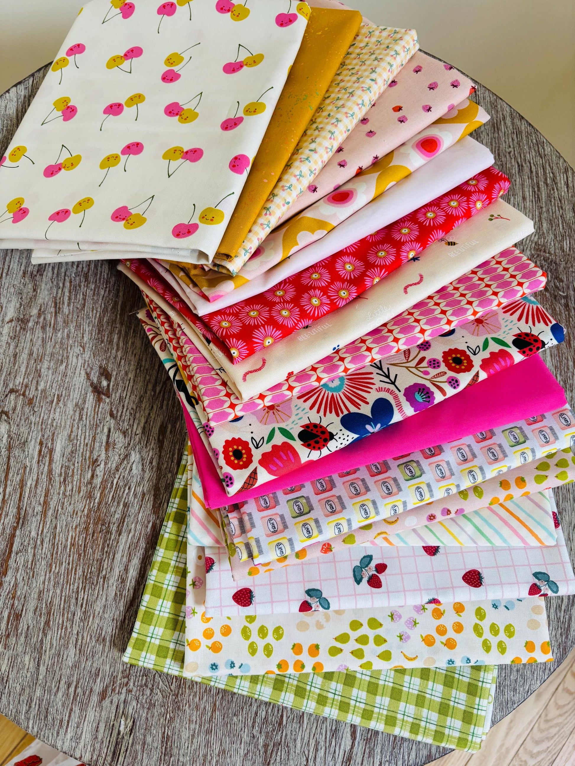Freshly picked fruit vegetable summer curated bundle - 17 FQ - in the garden - AGF - cotton and steel - berries ruby star