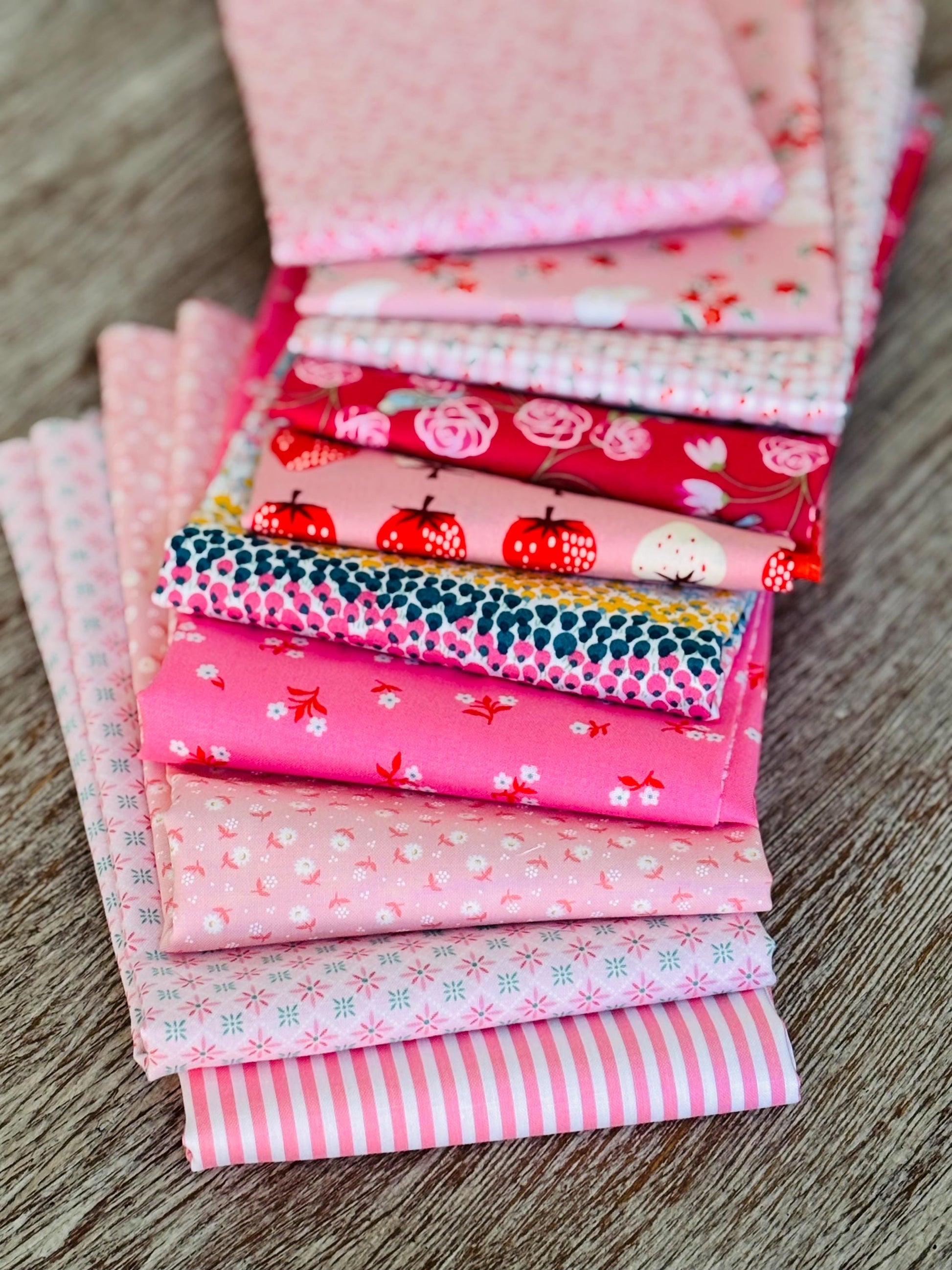 Ever so pink - 11 fat quarter bundle - Poppie Cotton Liberty ruby star strawberry #2