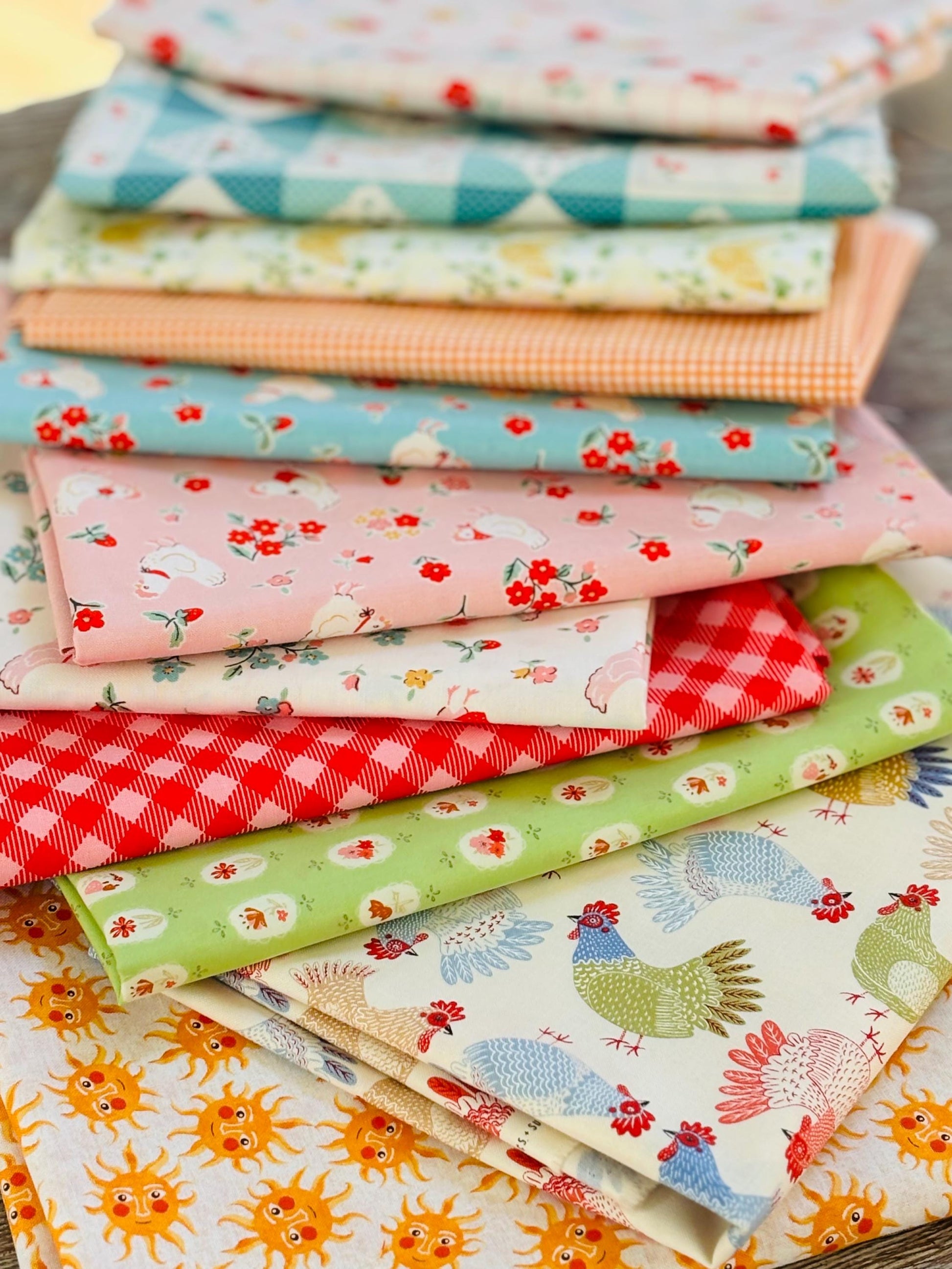 Sunshine on the farm yard - 11 fat quarter bundle - Poppie Cotton and more