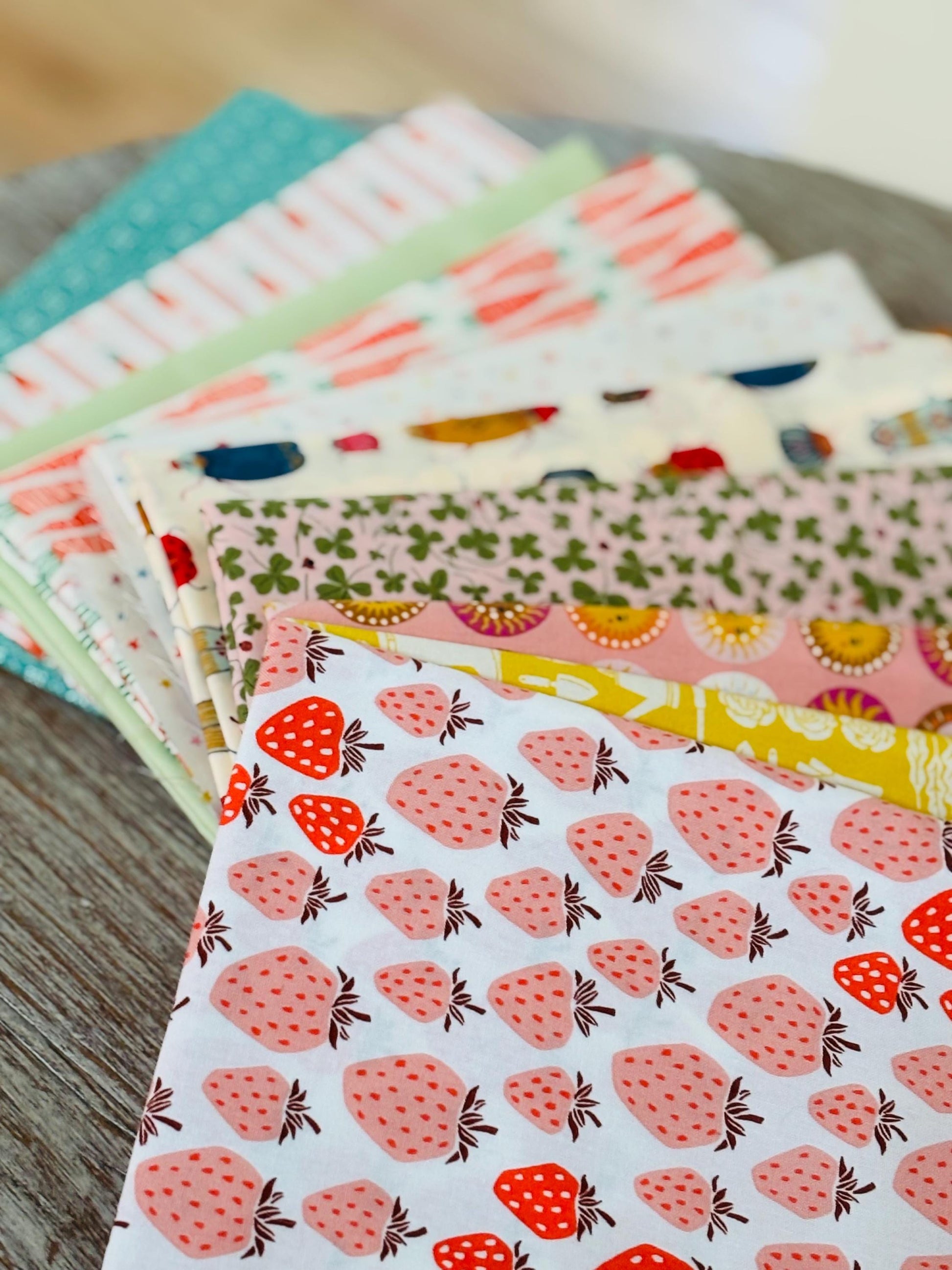 Kitchen garden fruit vegetable summer curated bundle - 16 FQ - in the garden - AGF - cotton and steel - berries - ruby star