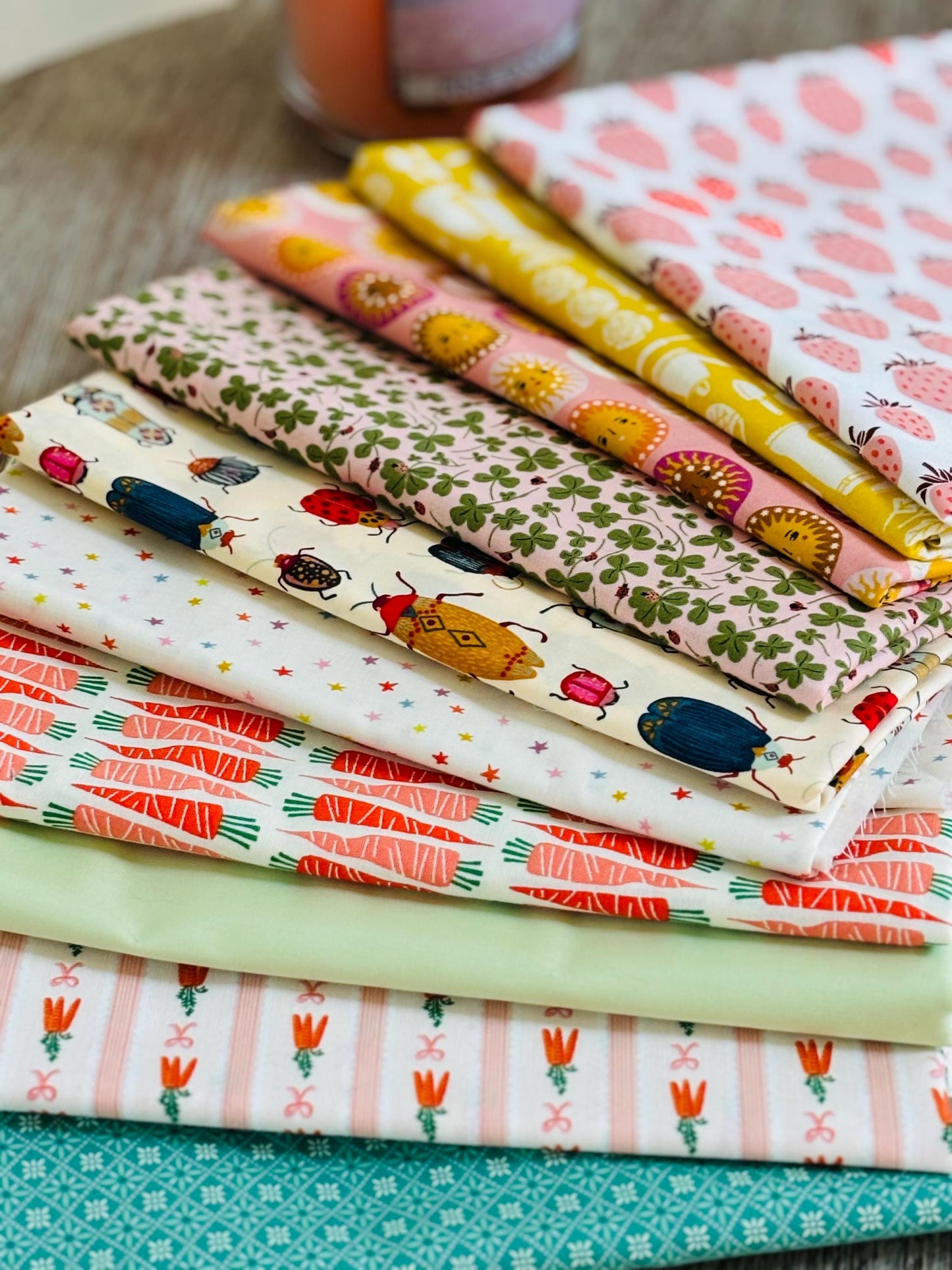 Kitchen garden fruit vegetable summer curated bundle - 16 FQ - in the garden - AGF - cotton and steel - berries - ruby star