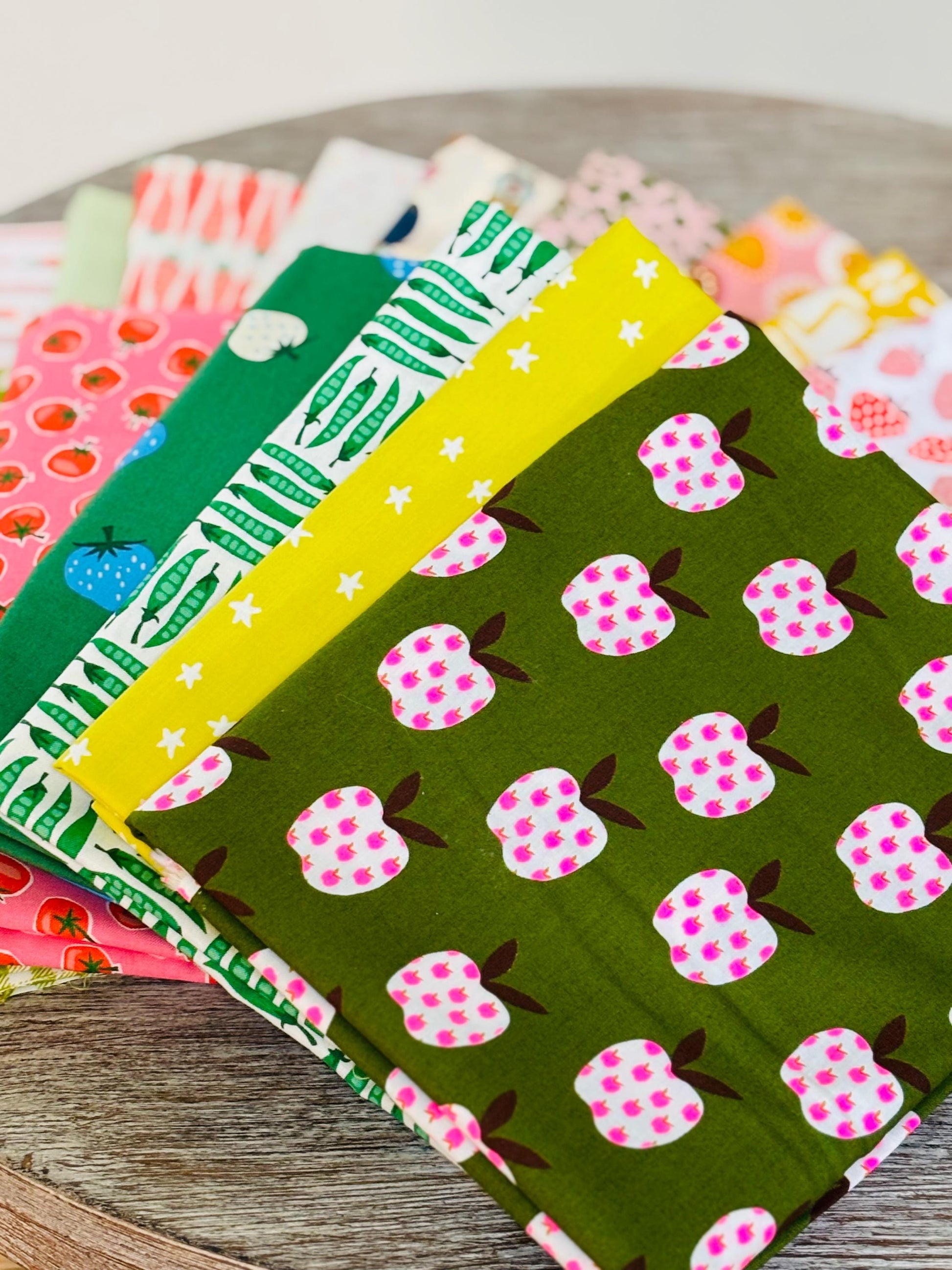 Kitchen garden fruit vegetable summer curated bundle - 16 FQ - in the garden - AGF - cotton and steel - berries - ruby star